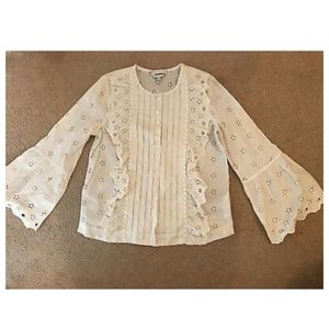 J.Crew Floral eyelet top. Size: 0. Color: Ivory.